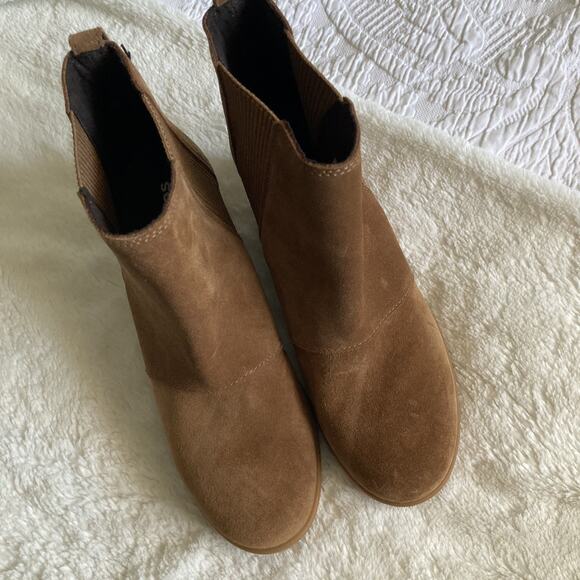 Sorel Joan Of Arctic Wedge Chelsea Boot Brown Suede Waterproof Ankle 8.5 - Picture 4 of 13